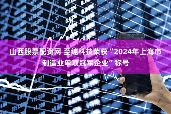 山西股票配资网 至纯科技荣获“2024年上海市制造业单项冠军企业”称号