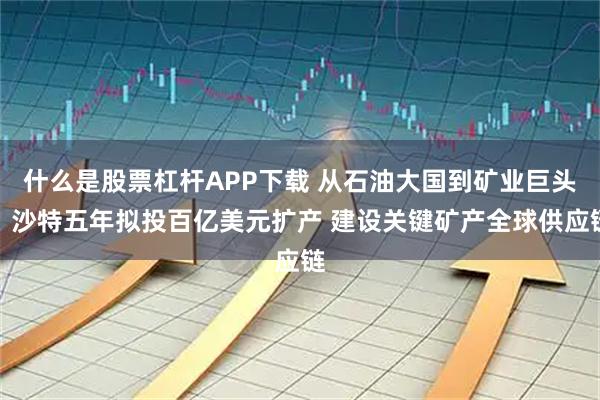 什么是股票杠杆APP下载 从石油大国到矿业巨头：沙特五年拟投百亿美元扩产 建设关键矿产全球供应链